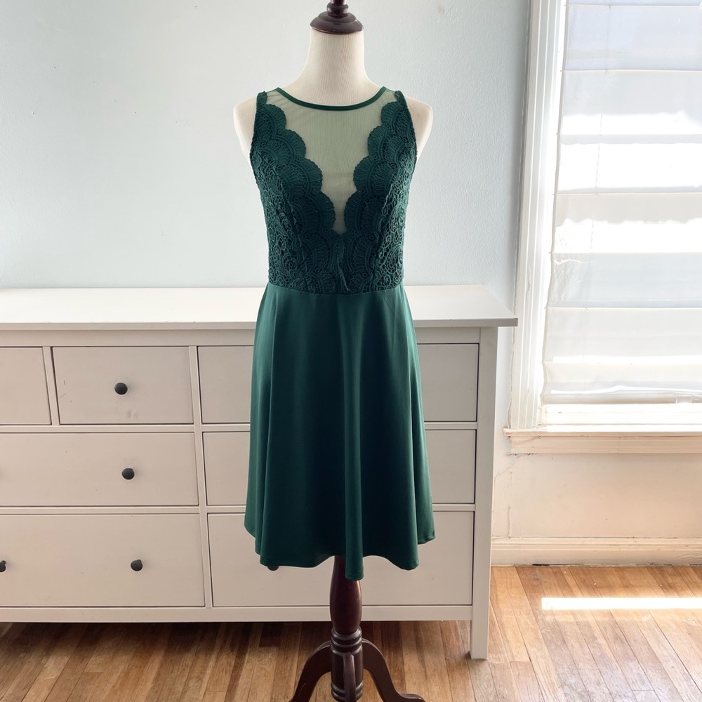 Grace Karin Green Deep V Sleeveless Party Dress